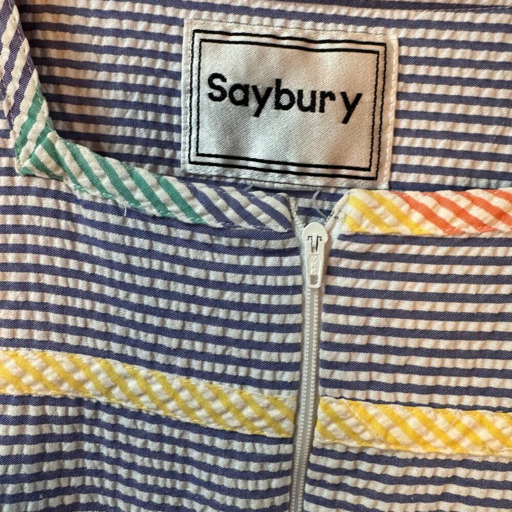 Seersucker House Dress Nightgown Size Rainbow Stripes Summer Lightweight - Picture 4 of 10